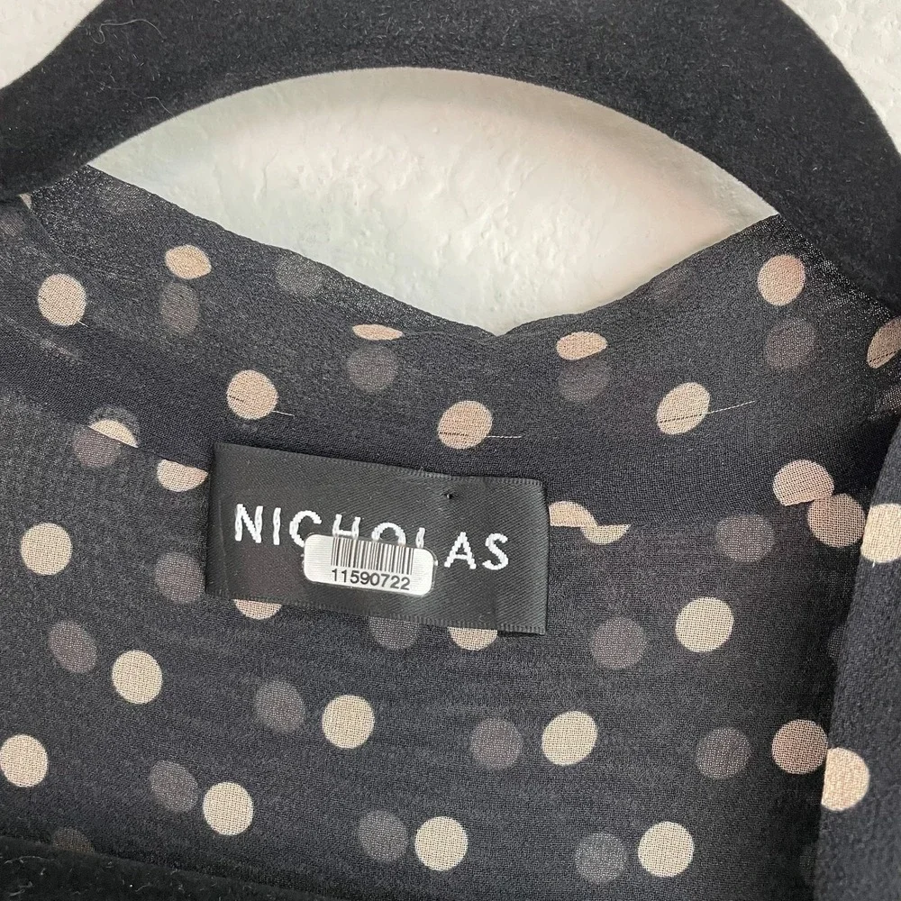 NICHOLAS Black‎ Polka Dot Chiffon Ruffle Mini Dress 0
